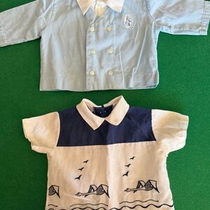 2 Vintage Baby boys shirts newborn. Nannette. Fawn Togs.